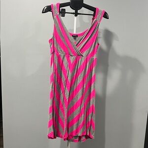 APT. 9 Pink and Gray Striped Midi Dress